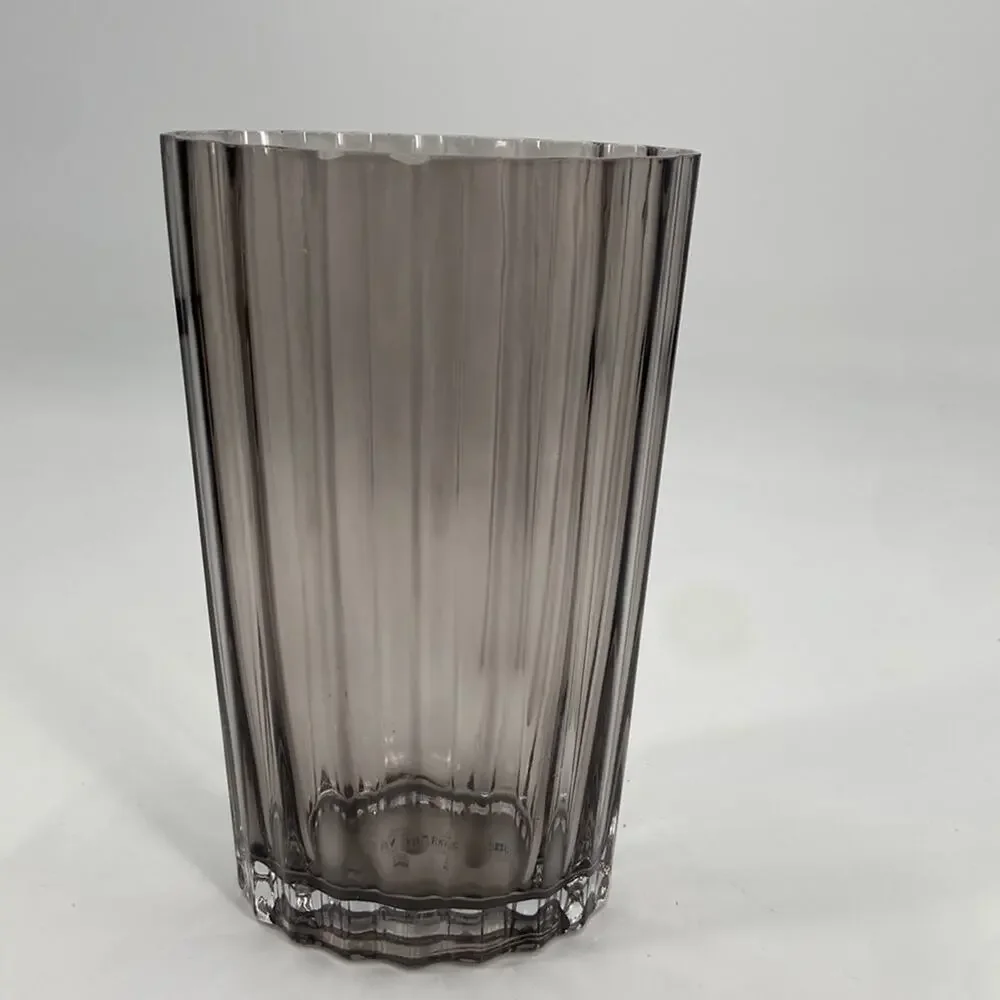 Vera Wang Smokey ribbed oval glass vase